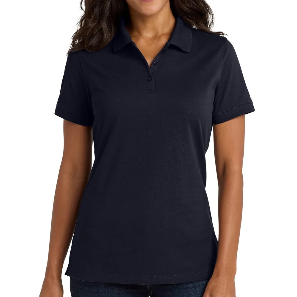 Port Authority LK8000 Women's EZCotton Polo in Navy, custom embroidered women's polo