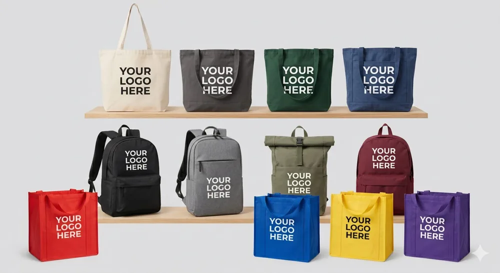 Custom branded tote bags, backpacks, and coolers