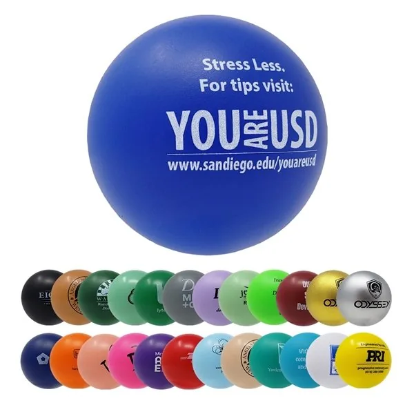 Classic round stress balls with custom logos in over 20 colors