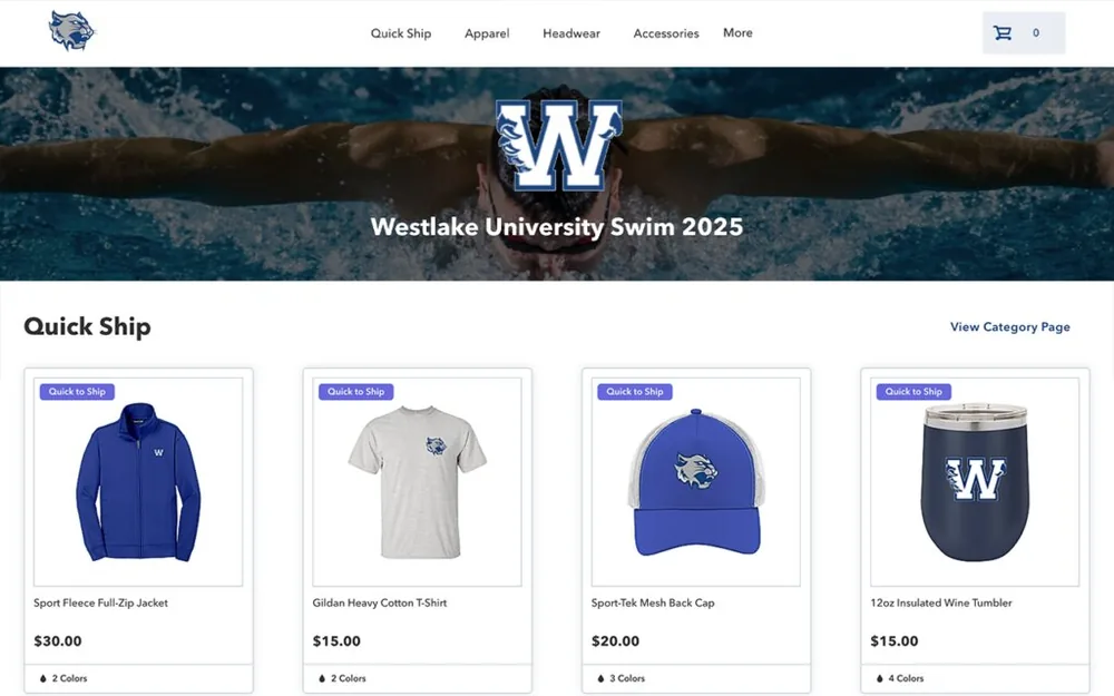 Quick-ship online store with pre-decorated apparel