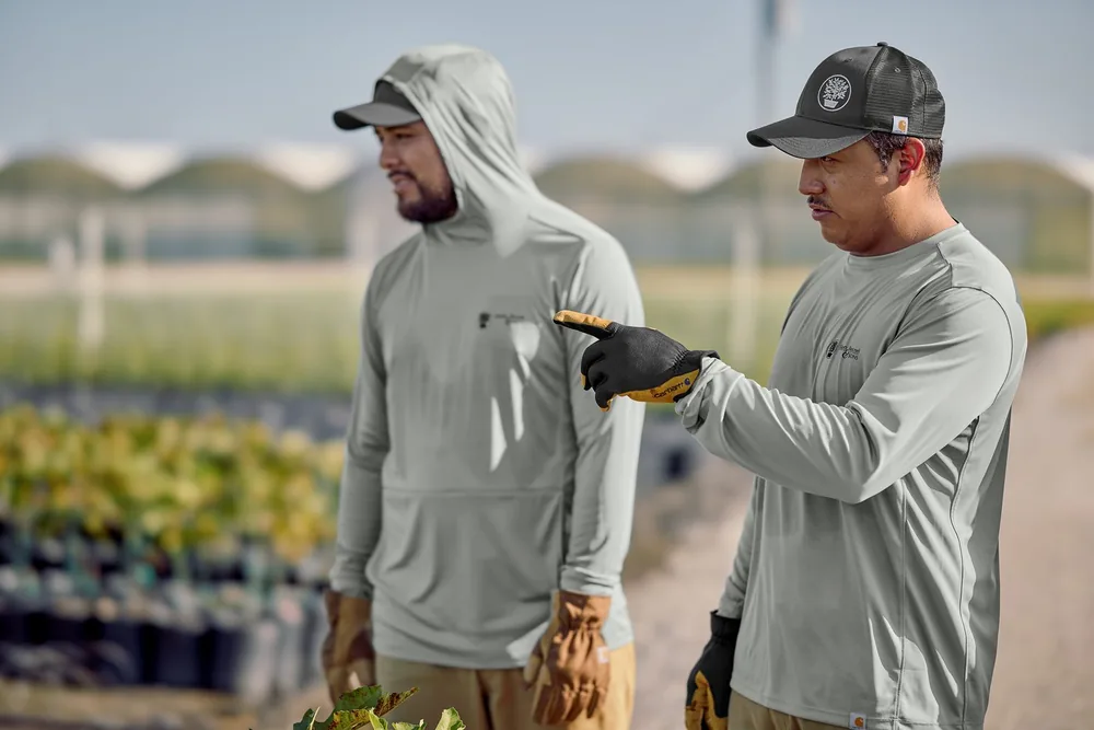 Landscaping crew in custom branded apparel