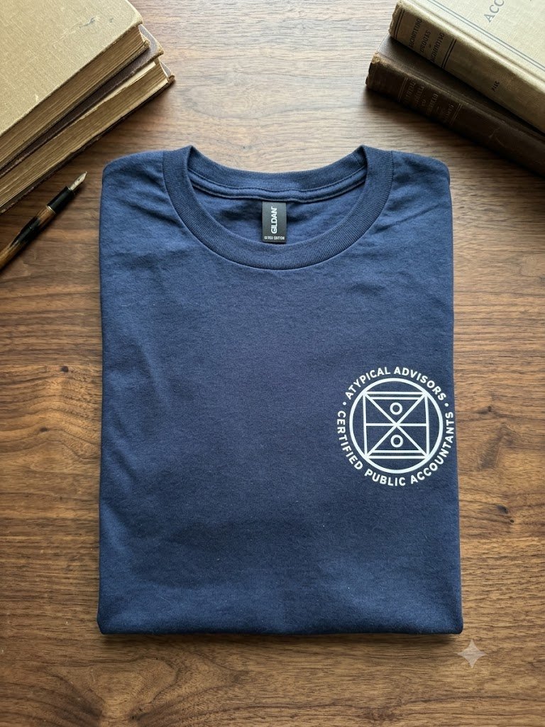 Custom printed t-shirt for Atypical Advisors, a certified public accounting firm