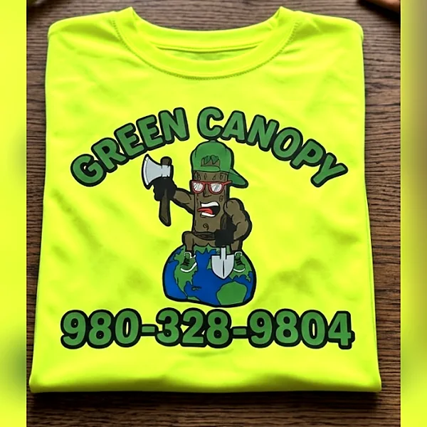 Green Canopy tree service tee — custom apparel by Carolina Custom Threads, Charlotte NC