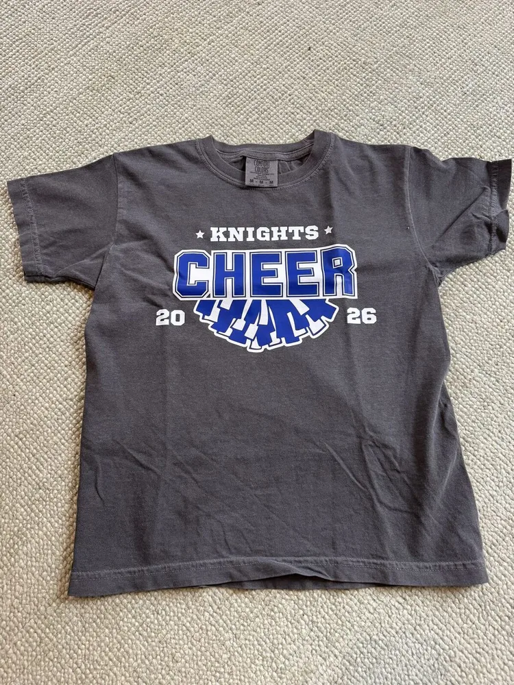 Custom Knights Cheer 2026 t-shirt on Comfort Colors garment