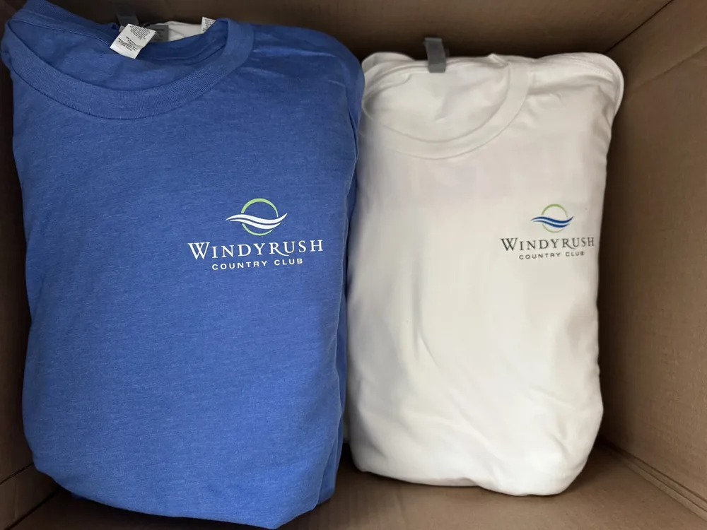 DTF printed Windyrush Country Club t-shirts, Charlotte NC